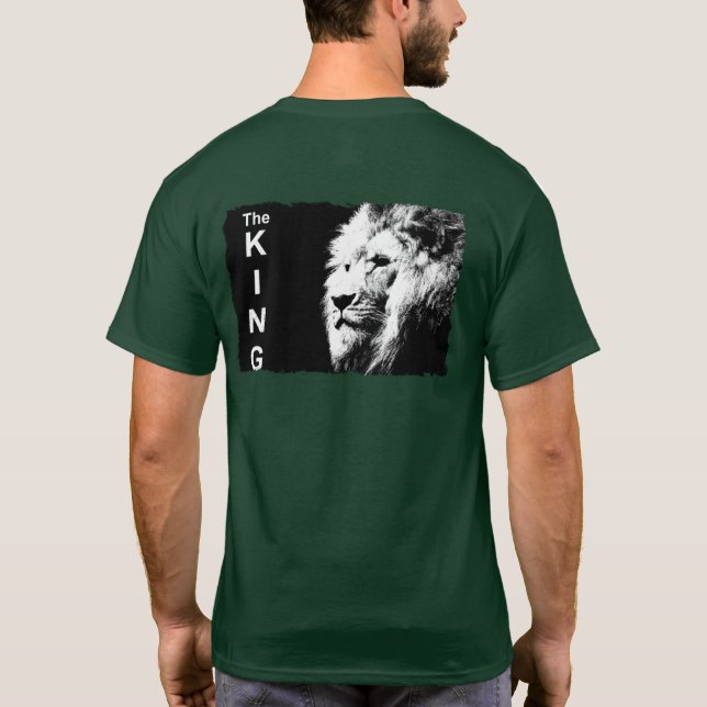Pop Art Lejon Modern Mall Djup Skogsgrön T Shirt (Baksida)