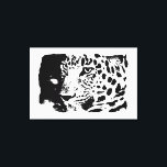 Pop Art Leopard Wrapped Canvas<br><div class="desc">Black & White Tecknad Graphic Novel Stil Leopard Öga Digital Bläck Teckning</div>