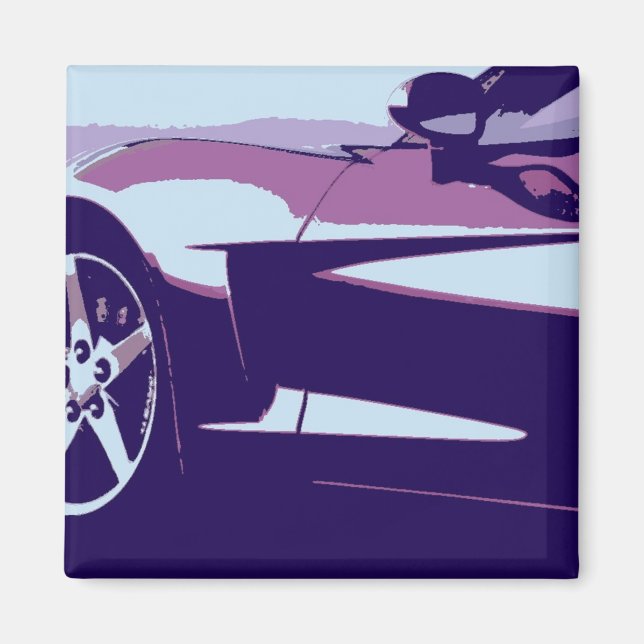 Pop Art Lila Corvette Magnet (Framsidan)