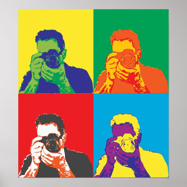 Pop Art Ljus Färger Fotograf Kamera Dekor (Framsidan)