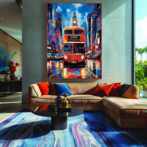 Pop Art London Buss med Big Ben Backdroppe