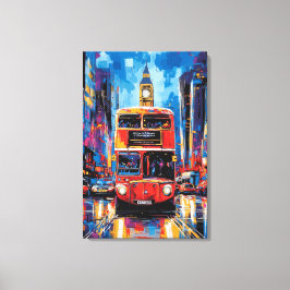 Pop Art London Buss med Big Ben som bakgrund Canvastryck