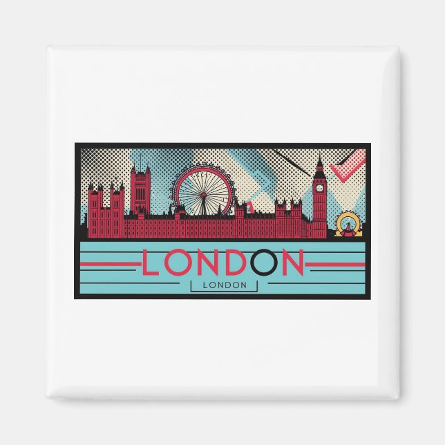 Pop-Art London Skyline Magnet (Framsidan)