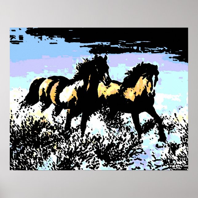 Pop Art Löphästar Tryckt Affisch (Framsidan)