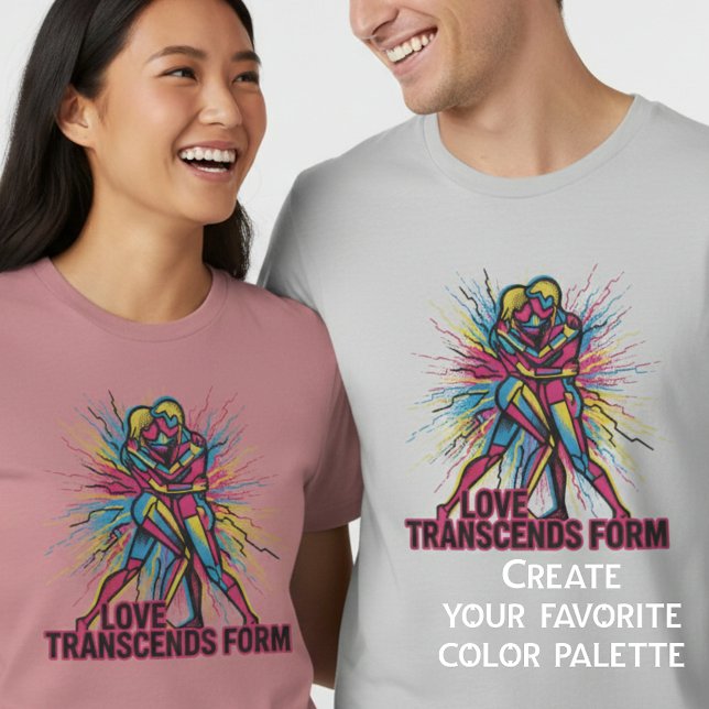 Pop Art Love Transcends Form Cyberpunk Couple Grap T Shirt (Skapare uppladdad)