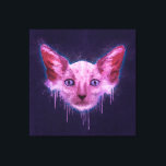 Pop Art Lykoi Werevarv Cat Canvastryck<br><div class="desc">En texturell digital målning av en Lykoi-katthuvud med repor,  stänk och droppar över en grov texturerad bakgrund.</div>