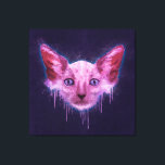 Pop Art Lykoi Werevarv Cat Canvastryck<br><div class="desc">En texturell digital målning av en Lykoi-katthuvud med repor,  stänk och droppar över en grov texturerad bakgrund.</div>