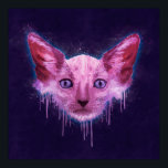 Pop Art Lykoi Werevarv Cat Poster<br><div class="desc">En texturell digital målning av en Lykoi-katthuvud med repor,  stänk och droppar över en grov texturerad bakgrund.</div>