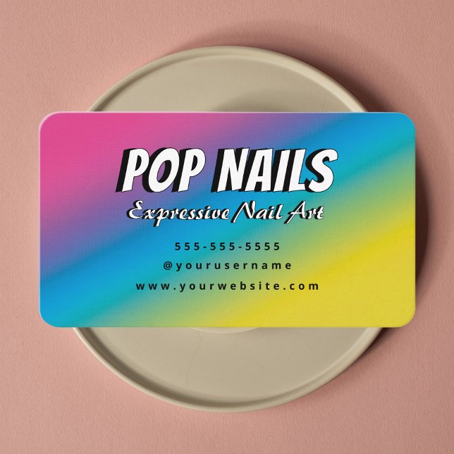 Pop Art Manikyr Artist Nagel Tech Expressiv Visitkort (Skapare uppladdad)
