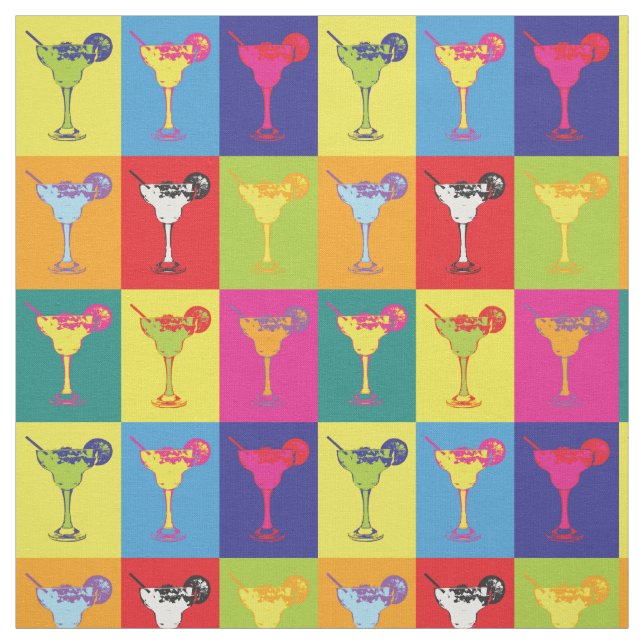 Pop Art Margarita Cocktails Retro Mönster Tyg (Provkarta)