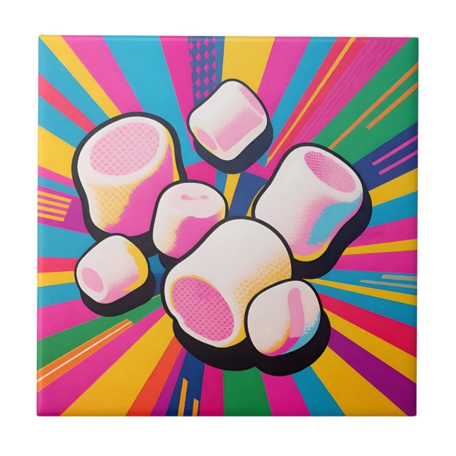 Pop Art Marshmallow Explosion Kakelplatta (Framsidan)