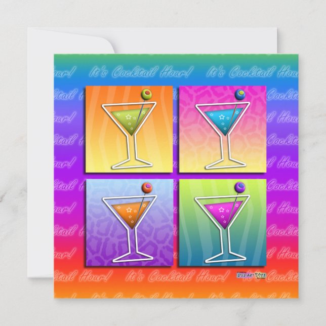 Pop Art MARTINIS Fest INBJUDAN (kvadrat) (Framsida)