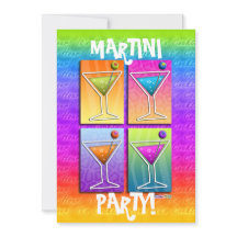 Pop Art MARTINIS Festin INVITATION (5X7)