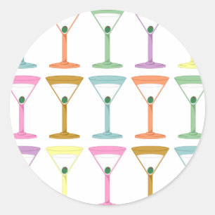 Pop Art Martinis Runt Klistermärke