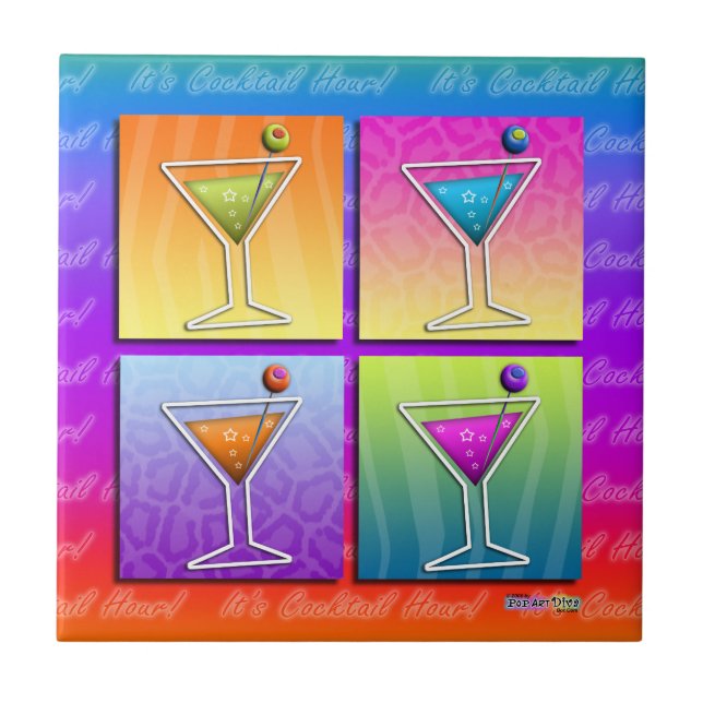 Pop Art Martinis Tile - Underlägg - Trivet (Framsidan)