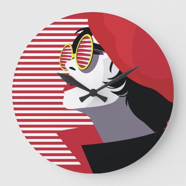 Pop Art Mode Woman Vintage Stor Klocka (Framsida)