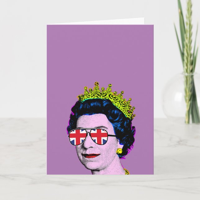 Pop Art Modern Roligt HM Queen i unionsglasögon Kort (Framsida)
