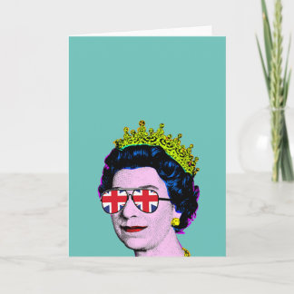 Pop Art Modern Roligt HM Queen i unionsglasögon Kort