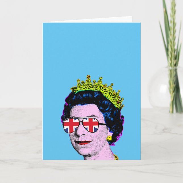 Pop Art Modernt Roligt HM Drottning i Union Jack-g Kort (Framsida)