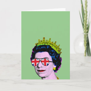 Pop Art Modernt Roligt HM Drottning i Union Jack-g Kort