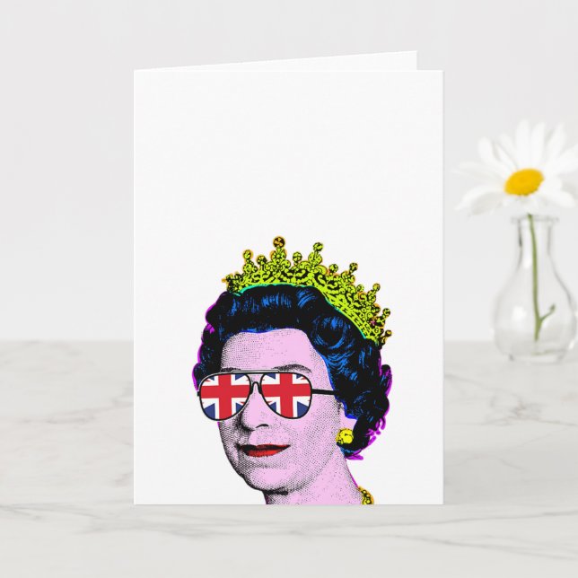 Pop Art Modernt Roligt HM Drottning i Union Jack-g Kort (Liten växt)