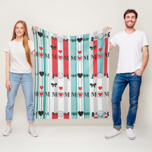 Pop Art MOM Kärleksmönster med Hjärtan & Slingor ( Fleecefilt