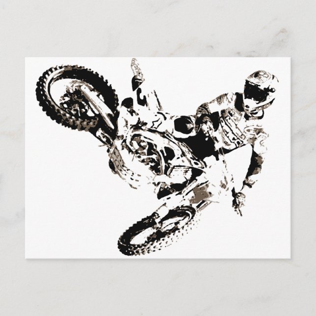 Pop Art Motocross Motorcykel Sport Vykort (Framsida)