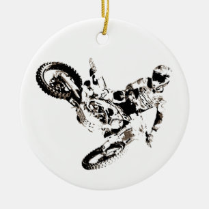 Pop Art Motocross Motorcyle Sport Julgransprydnad Keramik