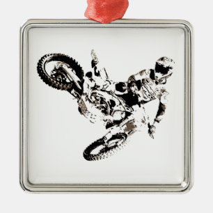 Pop Art Motocross Motorcyle Sport Julgransprydnad Metall