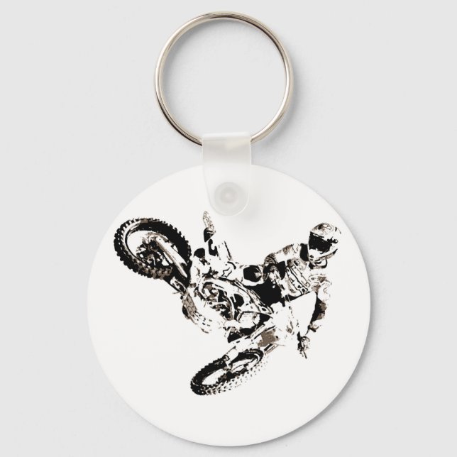 Pop Art Motocross Motorcyle Sport Nyckelring (Framsida)