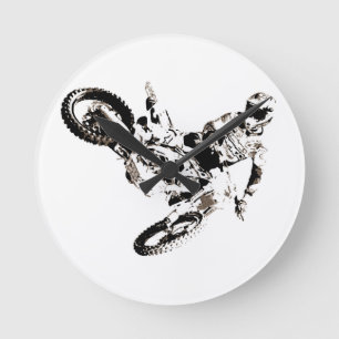 Pop Art Motocross Motorcyle Sport Rund Klocka