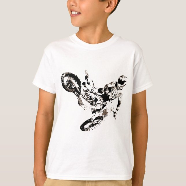 Pop Art Motocross Motorcyle Sport T Shirt (Framsida)