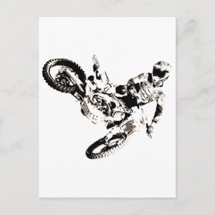 Pop Art Motocross Motorcyle Sport Vykort
