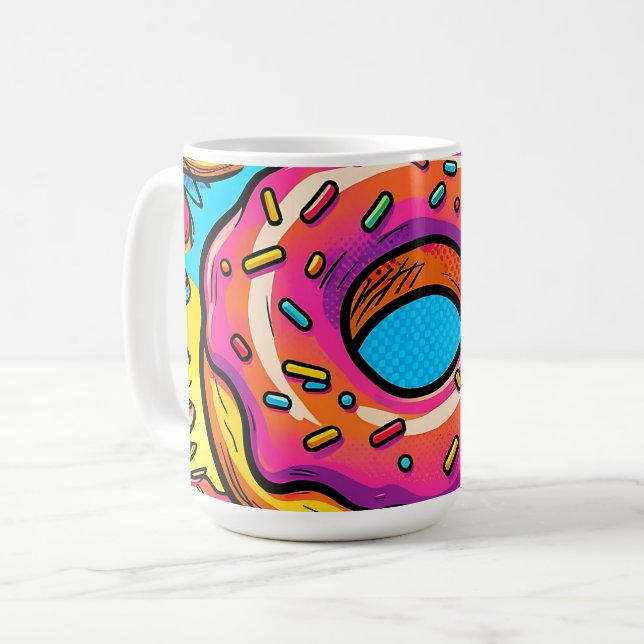 Pop Art Munkmönster Kaffemugg (Framsida vänster)