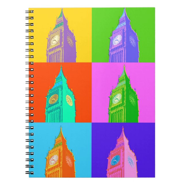 Pop Art Neon Big Ben Anteckningsbok (Framsidan)