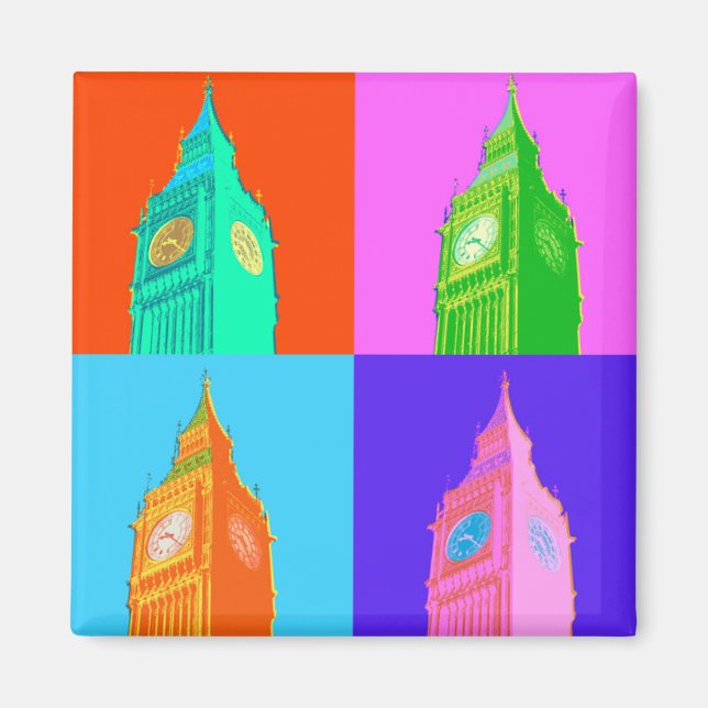 Pop Art Neon Big Ben Magnet (Framsidan)