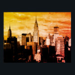 Pop Art New York City Bläck Sketch Poster<br><div class="desc">New York City Midtown Old Stil Image - Vintage New York Artworks</div>