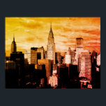 Pop Art New York City Bläck Sketch Poster<br><div class="desc">New York City Midtown Old Stil Image - Vintage New York Artworks</div>