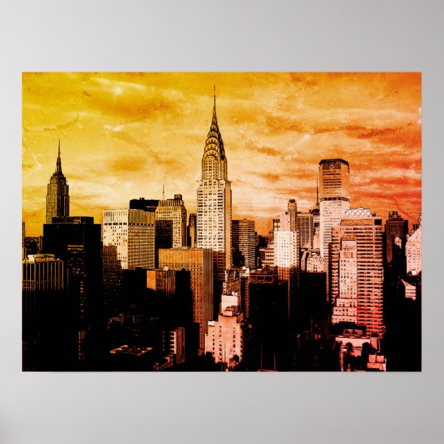 Pop Art New York City Bläck Sketch Poster (Framsidan)