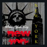 Pop Art New York City Manhattan Frihetsgudinnan Poster<br><div class="desc">Contemporary Pop Art Stil Digital Work - Frihetsgudinnan, Skyscraper Art Poster</div>