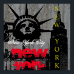 Pop Art New York City Manhattan Frihetsgudinnan Poster<br><div class="desc">Contemporary Pop Art Stil Digital Work - Frihetsgudinnan,  Skyscraper Art Poster</div>