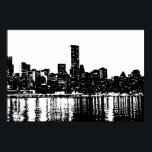 Pop Art New York City Manhattan Silhouette Poster<br><div class="desc">Black & White Artistic New York City Natt Digital Image - USA:s huvudstäder</div>