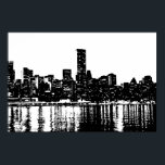Pop Art New York City Manhattan Silhouette Poster<br><div class="desc">Black & White Artistic New York City Natt Digital Image - USA:s huvudstäder</div>