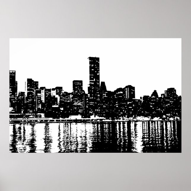 Pop Art New York City Manhattan Silhouette Poster (Framsidan)
