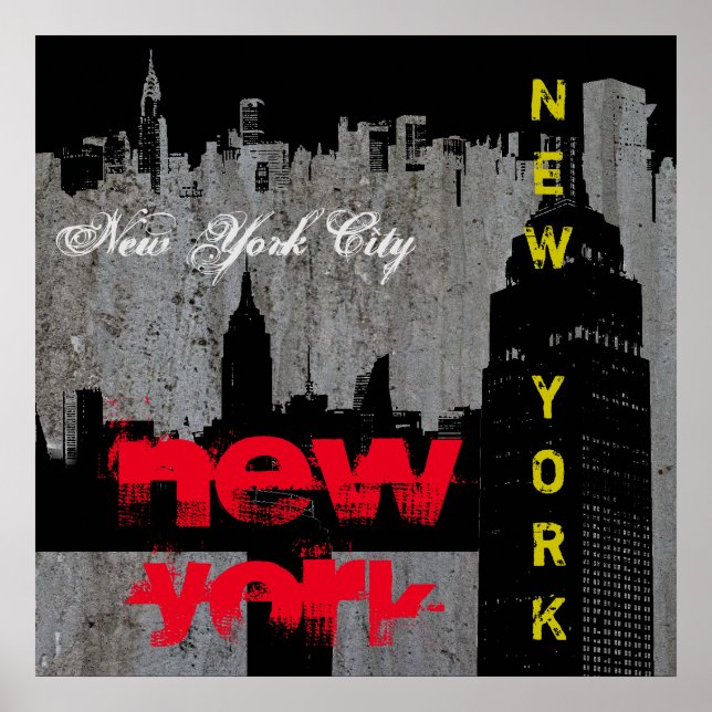 Pop Art New York City Manhattan Skyscraper Poster (Framsidan)