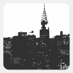 Pop Art New York Silhouette Fyrkantigt Klistermärke