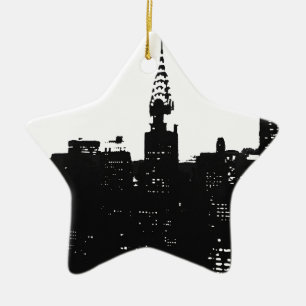 Pop Art New York Silhouette Julgransprydnad Keramik