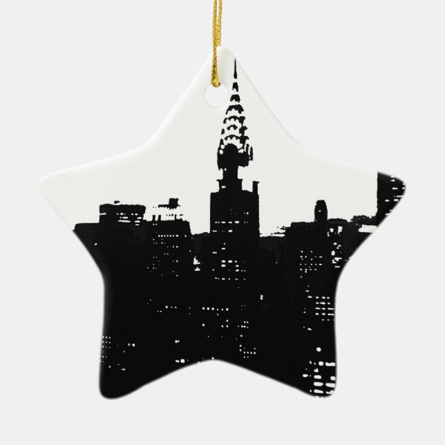 Pop Art New York Silhouette Julgransprydnad Keramik (Framsidan)