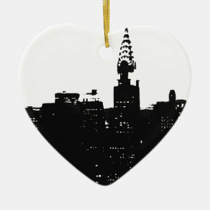 Pop Art New York Silhouette Julgransprydnad Keramik