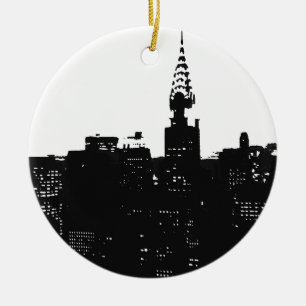 Pop Art New York Silhouette Julgransprydnad Keramik